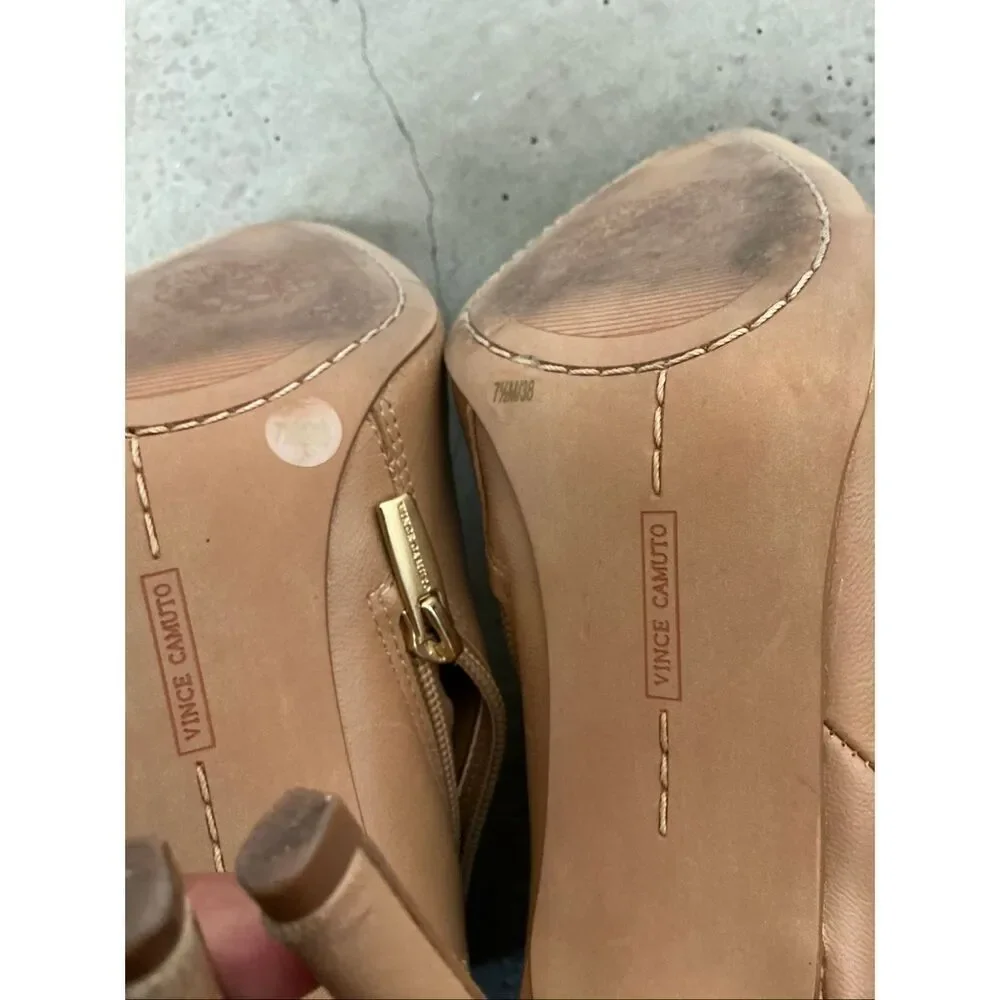 Vince Camuto Allost Pointy Almond Toe Heeled Ankle Bootie| Natural Tan in 7